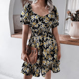 Dress Ladies Vintage Print Chiffon Women Casual Ruffles Party Beach Summer Dress Women Sundress Female Vestidos