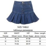 Pleated Denim Skirts Women Dark Academia Fashion Skirts Goth Black High Waist Skirt 90s Korean Pockets