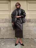 2025 New Temperament Casual Bright Collar Jacket Jacket Skirt
