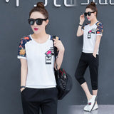 Women 2019 Summer Set 2 Pieces Women Clothing Set: Short Sleeve T-shirt+pants Casual Sportsuits Woman Track