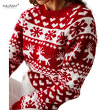 Top Jumper Knitwear Hot Christmas Santa Claus Xmas Printing Long Sleeve O-neck Christmas Knitting Pullover Women