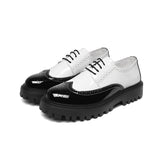 2025 New Youth Round Head Patchwork Color Bright Face Fashion British Casual Daily Leather Shoes Male