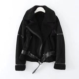 Women's Clothing 2025 New Large-Clip Women's Style Thick Locomotive Leather Fur