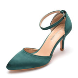 Cm Medium Heel Sandals Fine Heel Tip Buckle Sandals Emulation Silk Wedding Banquet Dress Shoe Tips Sandals
