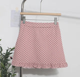 Real Shooting Wooden Ear Wave Half Dress Girl Spring 2025 New Retro Korean Version Of High-Rise Thin A Word Short Skirt
