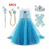 Girl Princess Dresses Beauty Belle Cosplay Costume Snow Christmas Halloween Princess Dress up Children Party