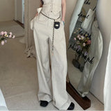 2 Piece Striped Baggy Pants Suits Korean Fashion Wide Leg Pants Women Trousers High Waist Summer Bottoms