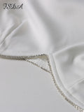 2022 Diamond White Long Sleeve Crop Top Women Fashion Elegant Autumn Winter 90s T Shirts Sexy Casual O