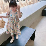 Summer New Fashion Baby Girl Dresses Princess Clothing Cute Party Cotton Flower Children Short Sleeve Sweet Floral