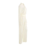 Autumn Two Piece Wide Leg Pant Suits 2022 Women Tracksuit Sets Casual Single Breasted Female Turn Down Collar Shirts