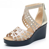 2021 Rhinestone Women Sandals Platform Wedges High heels Sandals Fashion Hollow Out Open toe Summer Women