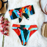 2021 One Shoulder Swimsuit Ruffle Swimwear Women Leaf Print Swimming Suit for Women Sexy biquini