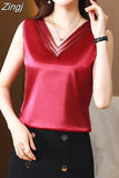 Tank Top Women 2023 Summer Women Clothing White Crop Top Basic Lace Cami Office Lady V-neck Sexy Blouse Soild Womens