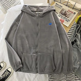 Velvet Thick Hoodies Jacket Autumn Winter Korean Fashion Loose Lamb Imitation Plush Zipper Sweatshirt Jacket Women