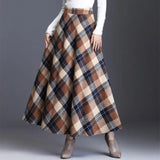 Waist Woolen Skirts Women Winter 2019 Fashion Streewear Wool Long Pleated Skirt Casual Ladies Saia Longa Plaid Female