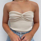 Knit Twisted Tube Top-Outfit
