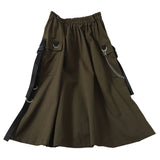 Waist Loose A-line Cargo Skiets chain Side Ring Pocket Midi Long Black Skirt Korean Hip Hop Streetwear Harajuku