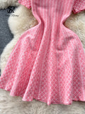2023 Korean Style Sundress Women V Neck Short Sleeves Ruched Fashion Streetwear Sweet Summer Mini Solid A Line