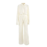 Boho Solid Color Tops or Pants Suit Casual Autumn Clothes Woman Long Sleeves Top Bottoms Full Length Pants Beach Wear
