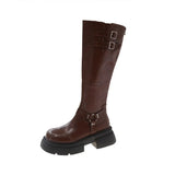 Red Boots Women But The New Autumn Thick And Retro Knight Boots Western High-Slip Boots