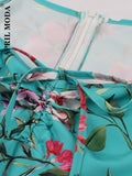 60s Women Dresses Summer 2022 V Neck Floral Print Boho Beach Dress Boho Short Sleeve A Line Midi Dress Wrap Sundress