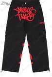 Overalls Retro Street Trend Men's Casual Pants 2023 New Fashion Harajuku Loose Punk Rock Straight Wide-Leg Pants Street