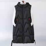 Large Size 5XL Autumn Winter New Down Cotton Vest Female Long Korean Version Show Thin Vest Leisure Horse Clip Vest-Outfit