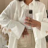 Zingj Spring 2023 Long-Sleeved Double Pocket Shirt Fashion Design Sense Niche White Shirt Top-Outfit