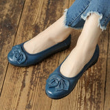 Summer Genuine Leather Shoes Women Butterfly-knot Loafers Women Flats Ballet Autumn Casual Flat Shoes Woman