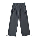 Zingj Trendy Women's Wear Personality Rope Design Solid Color Simple Basic Straight Tube Overalls Casual