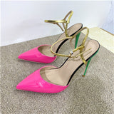 Rose Women Pointed end Slingback Sandals 10cm High Heel Stiletto Ladies Jelly 12cm Party Shoes Pink Black LX019