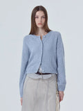 New Knitwear Women's Long-Sleeved Round-Neck Button Solid Color Sweater Knitted Cardigan Top