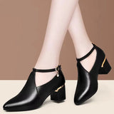 Zingj 2023 New Versatile High Heel Black Soft Shoes Soft Sole Women's Shoes- Outfit