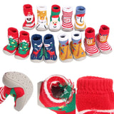 6 to 36M Christmas Children's Indoor Socks With Soft Rubber Sole Baby Walking Shoes Girls Winter Non-slip Floor