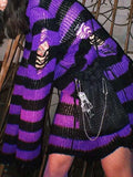 Distressed Stripe Longline Sweater- Outfit