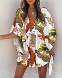 Zingj Fly Sleeve Wish Hot Style V Tie Leisure Vacation