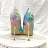 Colorful Women Pointy Toe Slip On Glossy Stiletto Pumps Sexy Ladies High Heel Party Dress Shoes Plus Size 10 11