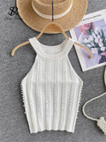 Hotsweet Pearls Women Tops Strapless Backless Slim Fit Senior 2024 Korean Style Fashion Streetwear Mini Knitted