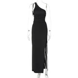 Zingj 2024 New Lace-Up Back Sexy Slit Dress Women's