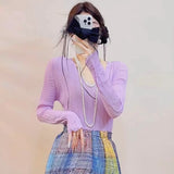 Spring Three House Folding Loose Pure Color Top Loose Folding Top Loose Folding Top