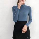 Autumn Winter Women Pullovers Sweater Knitted Korean Elasticity Casual Jumper Fashion Slim Turtleneck Warm Female