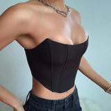Zingj Light Color Ding Arc Wrapped Chest Female Playful Sexy Wind Back Exposed A Word Collar Slim Top-Outfit