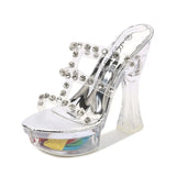 Zingj Glass Rhinestone Thick Heel Wedge Slippers Women's Summer Waterproof Platform Anti-Slip Thick Sole Sexy Versatile