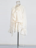 Sweet And Spicy Three-Dimensional Flower Splicing Skirt 2025 Summer New Lantern Sleeve With High-End Feel Dress