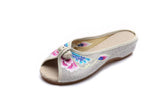 Zingj Spring / Summer Style Linen Embroidered Fish Mouth Wearing Cool Drag Plate Buckle Cloud Head Butterfly Embroidered Women's