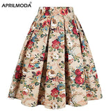 Preppy Style Women Short Skirt High Waist 2022 Floral Printed Jupe Longo Elegant Vintage Pleated Skirts Womens