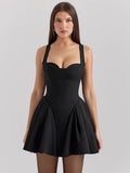 Solid Strap Flare Mini Dress- Outfit