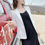Zingj And Linen Imitation Hemp Small Suit Female 2024 Summer Thin Korean Version Leisure Slim Show Thin Professional Seven Minutes Sleeve Suit