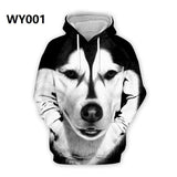 Autumn Mens Hoodies with Cap 3D Digital Dog Pet Print Long Full Sleeves Casual Hip Hop Counple Women Clothes Front