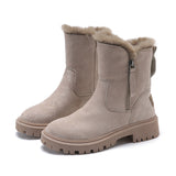 Zingj Shoes Women 2023 New Winter Fur One Snow Boots Ankle Boots Big Cotton Shoes Women-Outfit